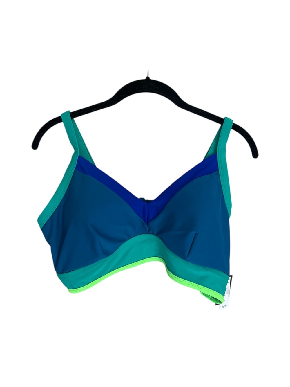 NWT Torrid wire free color blocked triangle bikini top blue green sz 2 swim - Picture 2 of 13